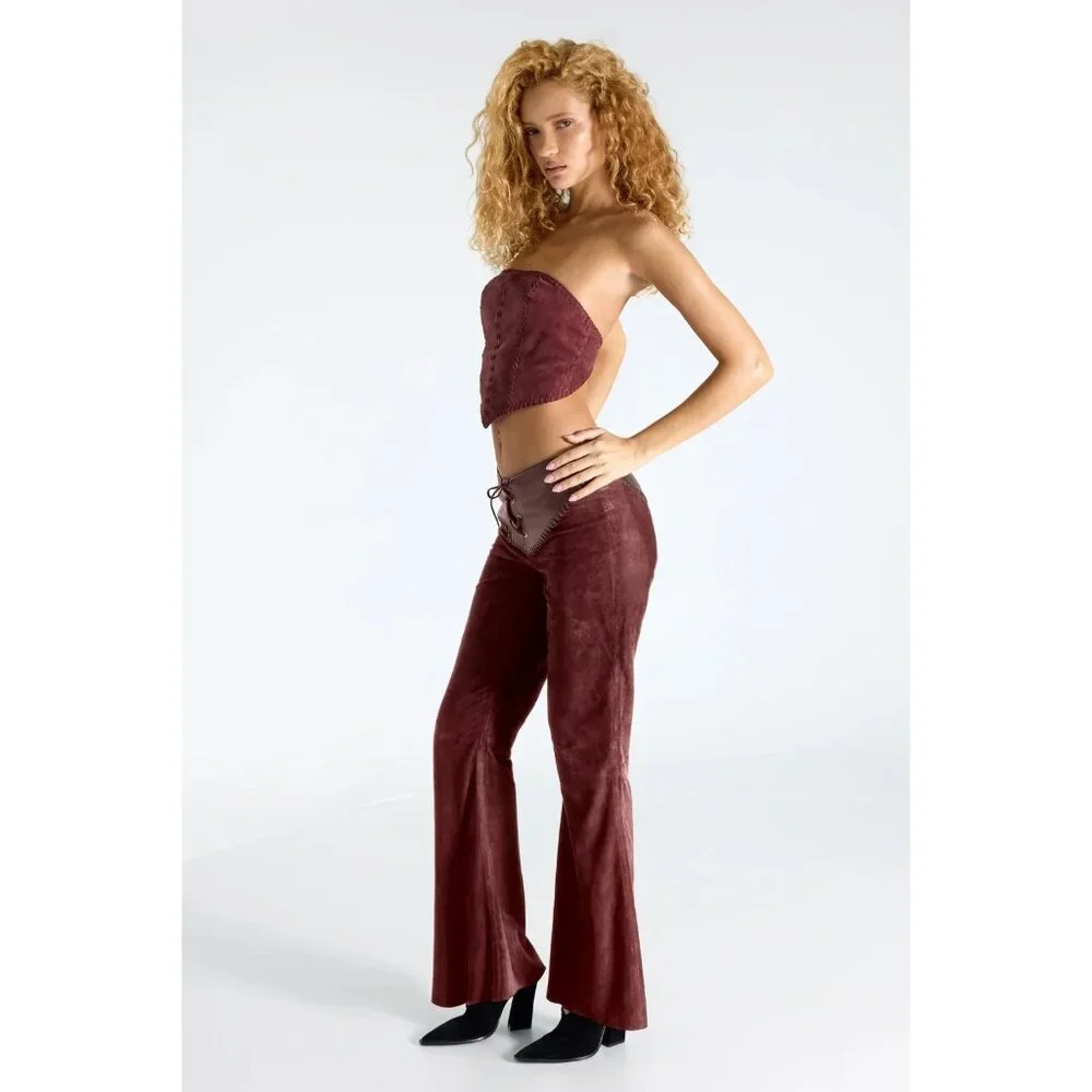 Understated Leather Sonny Suede Pants in Chocolate Small New Womens Leather